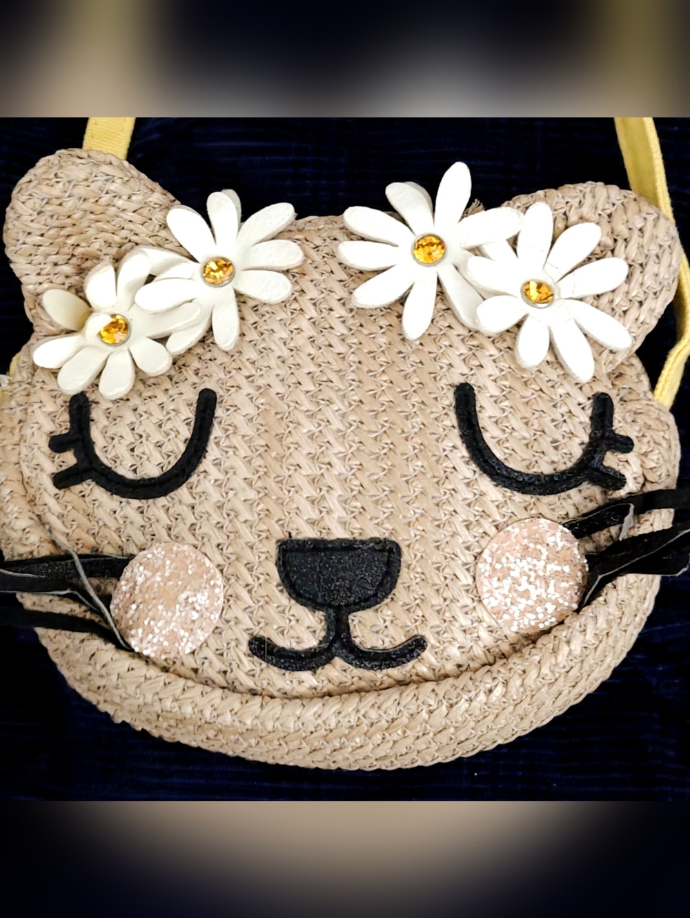 Target Girls Small Straw Cat Face Crossbody Bag